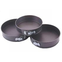 Jogo De 3 Formas Redondas Com Fundo Removível Em Aço Carbono E Antiaderente 22/24/26 x 6 Cm - Inga