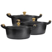 Jogo de 3 Panelas Caçarola Alumínio Fundido Craqueada N 18, 20 e 22 Jogo de 3 Panelas Caçarola Alumínio Fundido Craqueada N 18, 20 e 22