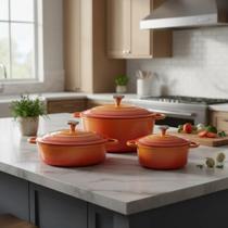 Jogo De 3 Panelas Caçarolas Le Chef Laranja Hauskraft Jogo De 3 Panelas Caçarolas Le Chef Laranja Hauskraft