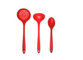Jogo de 3 Peças - Concha, Colher e Escumadeira em Silicone Vermelho- UNYHOME Jogo de 3 Peças - Concha, Colher e Escumadeira em Silicone Vermelho- UNYHOME