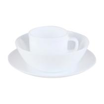 Jogo De 3 Peças Para Café Da Manhã Em Vidro Opalino Branco L'Hermitage Jogo De 3 Peças Para Café Da Manhã Em Vidro Opalino Branco L'Hermitage