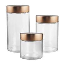 Jogo De 3 Porta Mantimentos Redondo Em Vidro - Dynasty