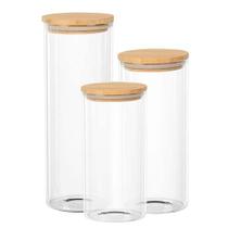 Jogo de 3 porta Mantimentos Redondos Borossilicato Tampa Bambu -Dynasty Jogo de 3 porta Mantimentos Redondos Borossilicato Tampa Bambu -Dynasty