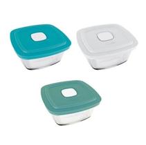 Jogo De 3 Potes Facilita Vap 500ml C/ Tampa Vidro Marmita