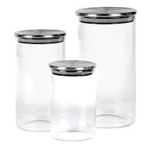 Jogo de 3 Potes Herméticos de Vidro Borossilicato - Dynasty