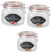 Jogo De 3 Potes Herméticos Mantimentos Kitchen Casambiente