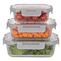 Jogo De 3 Potes Vidro Refratários Canelado - Casambiente Jogo De 3 Potes Vidro Refratários Canelado - Casambiente