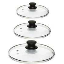 Jogo De 3 Tampas Vidro Panelas Frigideira Caçarola 26 28 30