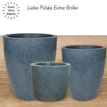 Jogo de 3 vasos para plantas decorativos modelo Coluna Redonda Liso Brilhante Polido