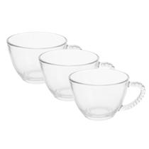 Jogo de 3 Xícaras Transparente Bubbly 220ml