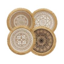 Jogo de 4/6 Placemats de Juta Natural - Estilo Boêmio para Decoração de Mesa