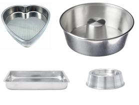 Jogo De 4 Assadeiras De Bolo Polida IF 35: Forma Bolo Piscina, Retangular, De Pudim, Bolo Coração