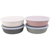 Jogo de 4 Bowls de Bambu WeeSprout para Crianças - 450ml com Tampas - Lavável em Lava-Louças Jogo de 4 Bowls de Bambu WeeSprout para Crianças - 450ml com Tampas - Lavável em Lava-Louças
