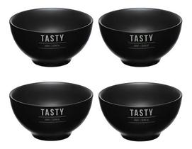 Jogo De 4 Bowls Porcelana 440ml Preto Manhattan Hauskraft