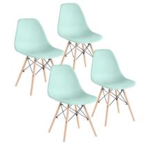 Jogo de 4 Cadeiras Charles Eames Wood Design Eiffel Azul Surf