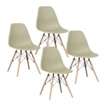 Jogo de 4 Cadeiras Charles Eames Wood Design Eiffel Bege Sand