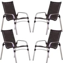 Jogo de 4 Cadeiras Emily em Alumínio Área Varanda e Mesa de Centro Garden em Alumínio Trama Original
