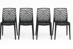 Jogo de 4 Cadeiras Gruvyer Gourmet Preta com Encosto Reforçado 80cm