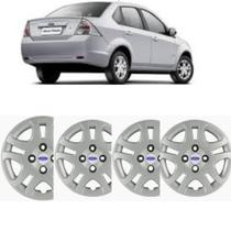 Jogo De 4 Calota Fiesta Hatch 2011 A 2013 Aro 14 4un Cb1017pta Com Emblema