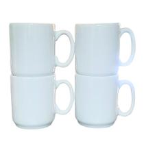 Jogo de 4 Canecas de Porcelana Branca 150ml - Kit Elegante