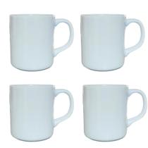 Jogo de 4 Canecas de Porcelana Branca 300ml - Kit Elegante