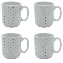 Jogo de 4 Canecas de Porcelana Poá Colorido - 150ml