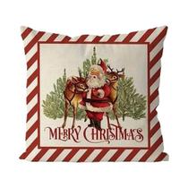 Jogo de 4 Capas de Fronha de Natal com Design de Rena - Luxuoso em Mistura de Linho Jogo de 4 Capas de Fronha de Natal com Design de Rena - Luxuoso em Mistura de Linho