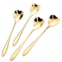 Jogo de 4 Colheres de Coração Pequena para Café Chá Sobremesa