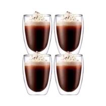 Jogo de 4 copos 380ml parede dupla de vidro