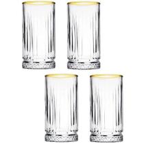Jogo de 4 Copos ALTOS com Borda Dourada Elysia 450ML - Pasabahce Jogo de 4 Copos ALTOS com Borda Dourada Elysia 450ML - Pasabahce