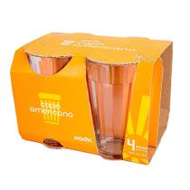 Jogo de 4 Copos Americano 450ml Long Drink Vidro Cristalino Nadir