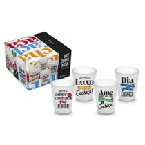 Jogo de 4 Copos Dose 55ml Vidro Fosco Frases Dia de Cachaça Ref.14050 Brasfoot Jogo de 4 Copos Dose 55ml Vidro Fosco Frases Dia de Cachaça Ref.14050 Brasfoot