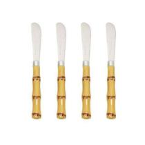 Jogo de 4 Espatulas em ACO INOX com Cabo Plastico Bambu DYNASTY 24338 Jogo de 4 Espatulas em ACO INOX com Cabo Plastico Bambu DYNASTY 24338