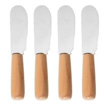 Jogo De 4 Espátulas Inox Com Cabo De Madeira Jogo De 4 Espátulas Inox Com Cabo De Madeira