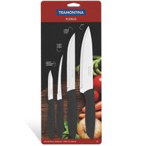 Jogo De 4 Facas De Cozinha Inox Tramontina Preto Plenus