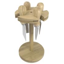 Jogo de 4 facas para queijo com suporte em bambu -Dynasty