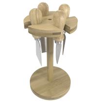 Jogo de 4 facas para queijo com suporte em bambu Jogo de 4 facas para queijo com suporte em bambu