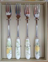 Jogo de 4 Garfos de Sobremesa Limone em Inox e Cabo de Porcelana 15,5cm Tuut