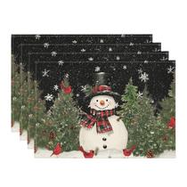 Jogo de 4 Jogos Americanos Artoid Mode Boneco de Neve e Árvores 30x46 cm Jogo de 4 Jogos Americanos Artoid Mode Boneco de Neve e Árvores 30x46 cm