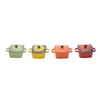 Jogo de 4 Mini Panelas quadradas Wolff de Porcelana Coloridas 12cm 150ml