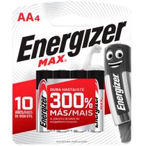Jogo de 4 Pilhas Pequena AA 1,5V Energizer Max