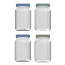 Jogo De 4 Porta Condimentos Com Tampa 1L Organizador Sortido