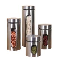 Jogo De 4 Potes Hermético Mantimentos Com Visor 4 Peças Aço Inox Jogo De 4 Potes Hermético Mantimentos Com Visor 4 Peças Aço Inox