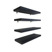 Jogo de 4 Prateleiras Pretas 80x20cm com kit instalação organizadoras