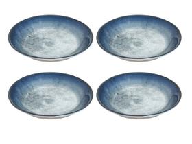 Jogo de 4 Pratos Fundos para Sopa Porcelana Retrô Azul Elegant 20cm Gural Porselen