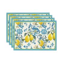 Jogo De 4 Sousplats De Verão Azul Limão Íris 11.8 X 15.7 Polegadas Decoração Sazonal Para Festas E