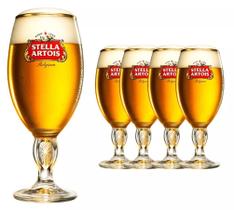 Jogo De 4 Taças Cálice Stella Artois Borda Dourada