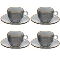 Jogo De 4 Xícaras Café 85ml Cristal Menfis Preto Hauskraft