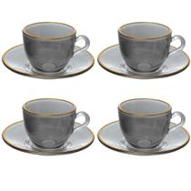 Jogo De 4 Xícaras Café 85ml Cristal Preto Menfis Hauskraft Jogo De 4 Xícaras Café 85ml Cristal Preto Menfis Hauskraft