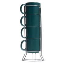 Jogo de 4 xícaras Chá Striatto Cerâmica Esmeralda 170ml -L Hermitage